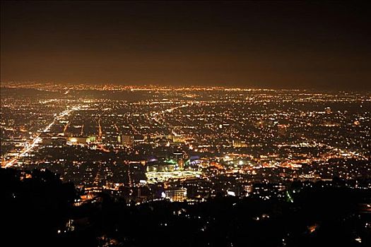 航拍,城市,夜晚,洛杉矶,加利福尼亚,美国