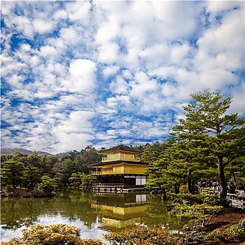 金色,庙宇,日本,漂亮,天空