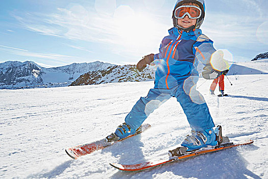 男孩,滑雪,提洛尔,奥地利