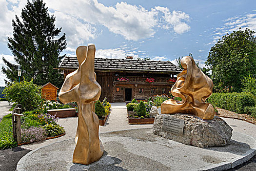 雕塑,纪念,房子,因威尔特尔,区域,上奥地利州,奥地利,欧洲