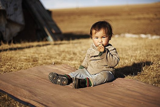 男孩,肖像,蒙古包,国家公园,蒙古