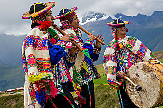 传统,印加,舞者,服饰,平台,海鳗,库斯科地区,乌鲁班巴,省,地区,秘鲁