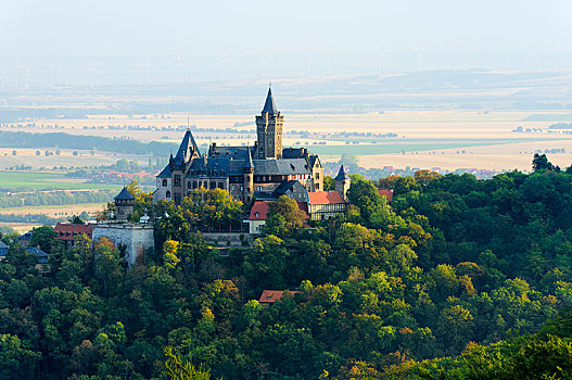 风景,城堡,哈尔茨山,萨克森安哈尔特,德国,欧洲,重要,锁住,明信片