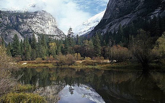 反射,山峦,湖,镜湖,优胜美地国家公园,加利福尼亚,美国