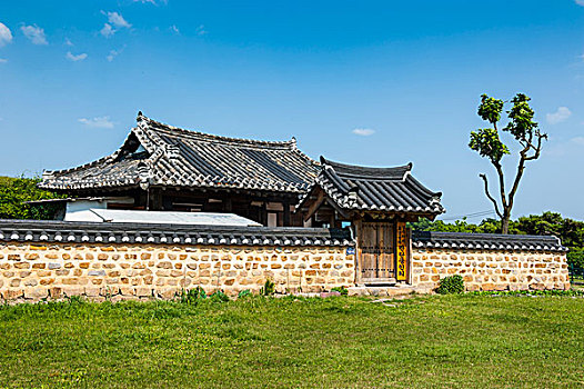 传统,房子,院子,世界遗产,庆州,韩国