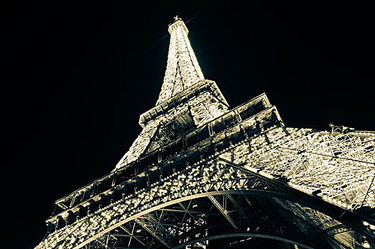 埃菲尔铁塔,夜晚,巴黎,法国