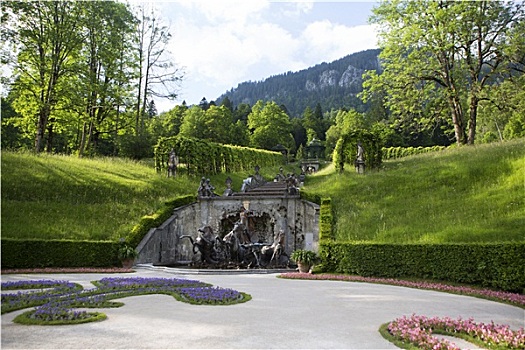 雕塑,城堡,公园,林德霍夫堡,巴伐利亚