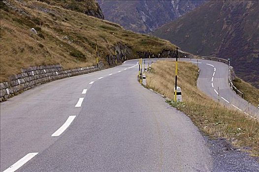 弯曲,山路,瑞士