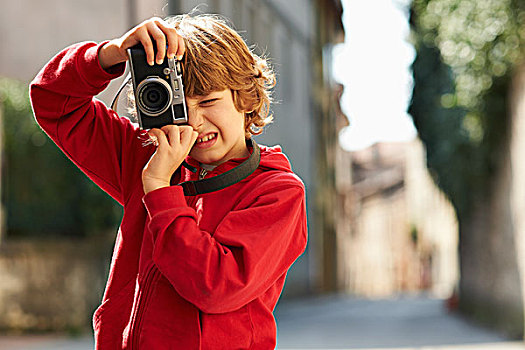男孩,摄影,街上,威尼斯省,意大利