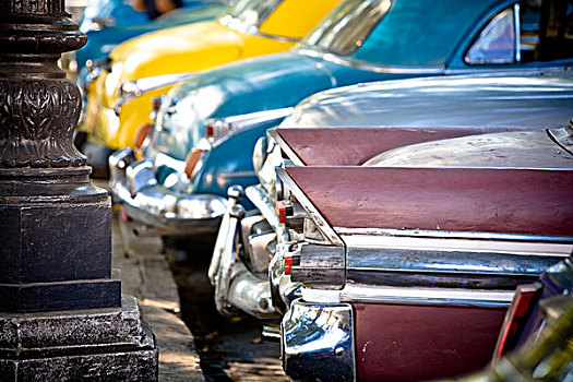 排,彩色,停车,哈瓦那,古巴