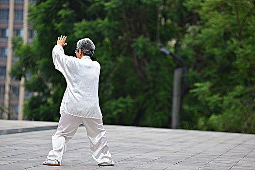 老人年打太极拳