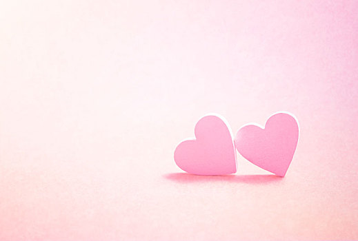 情人节,贺卡,两个,粉色,心形