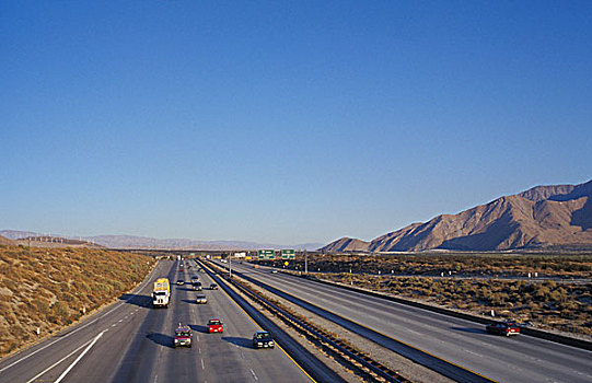 交通,公路,手掌,卡车,道路,荒漠景观,加利福尼亚,北美,美国