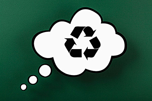 回收标志,思考,泡泡,绿色背景