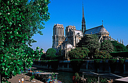 法国,巴黎,圣母大教堂,塞纳河