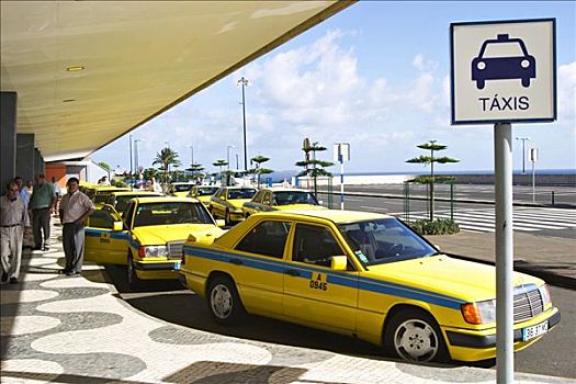 等待,出租车,机场,丰沙尔,马德拉岛
