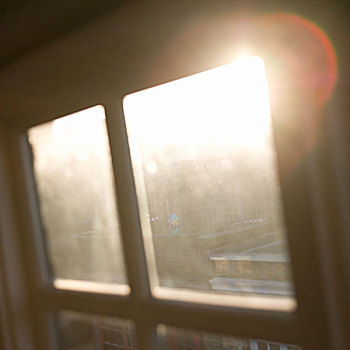鲜明,阳光,折射,窗户,窗格,维多利亚时代风格,建筑,伦敦,英格兰