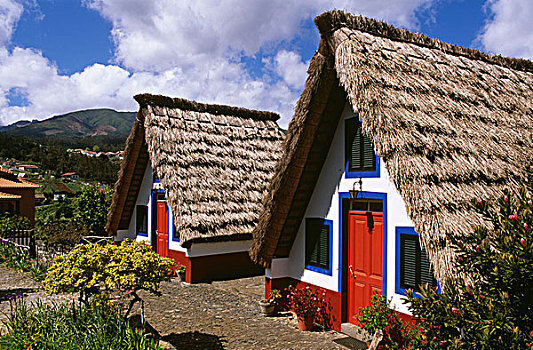 茅草屋顶,屋舍,马德拉岛,葡萄牙,欧洲