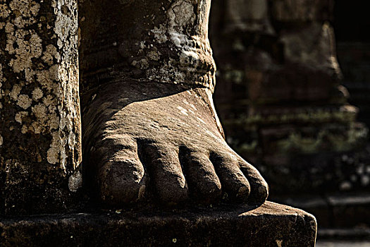 柬埔寨,吴哥窟,脚,雕塑