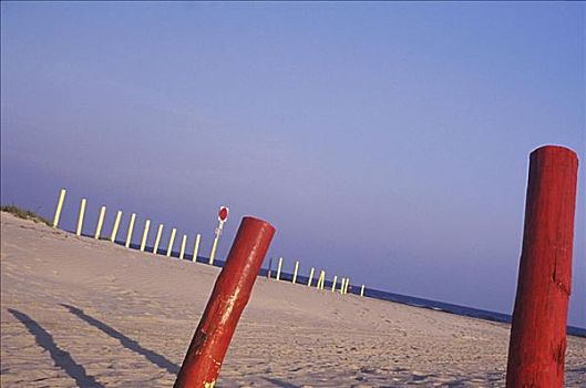 木质,柱子,海滩,德克萨斯,美国