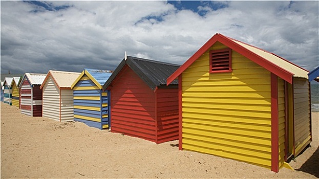 彩色,海滩小屋,澳大利亚