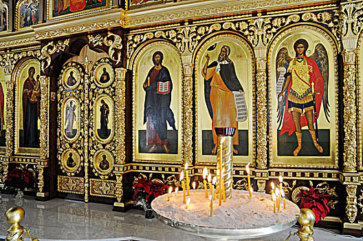 象征,燃烧,蜡烛,俄国东正教堂,白色海岸,阿利坎特省,西班牙,欧洲