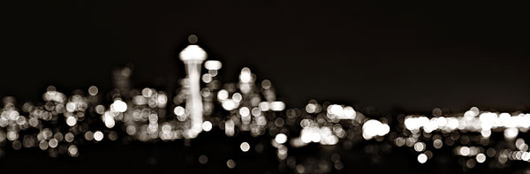 西雅图,城市天际线,夜晚,城市,写字楼,公园