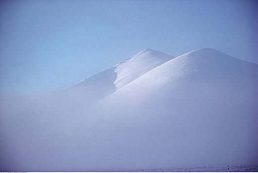 雪,遮盖,山