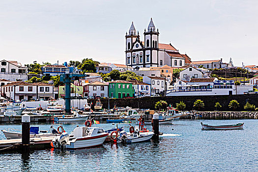 码头,捕鱼,港口,教堂,岛屿,亚速尔群岛,葡萄牙