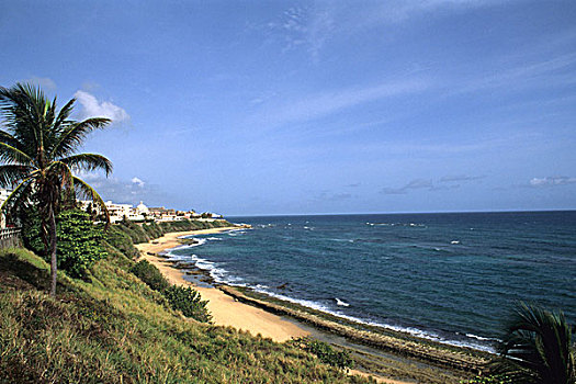 漂亮,海滩,靠近,莫罗城堡,老,圣胡安,波多黎各