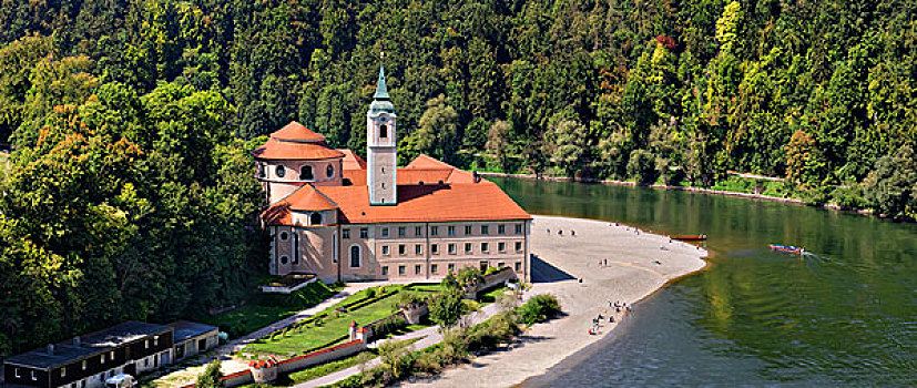 教堂,多瑙河,克尔海姆,巴伐利亚,德国,欧洲