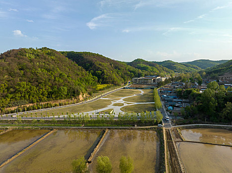 陕西省延安市南泥湾航拍图片