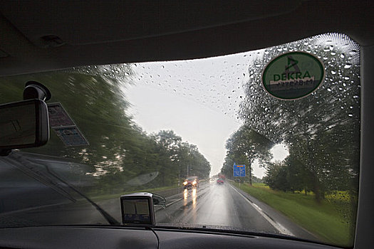 德国,巴伐利亚,慕尼黑,公路,移动,汽车,雨天