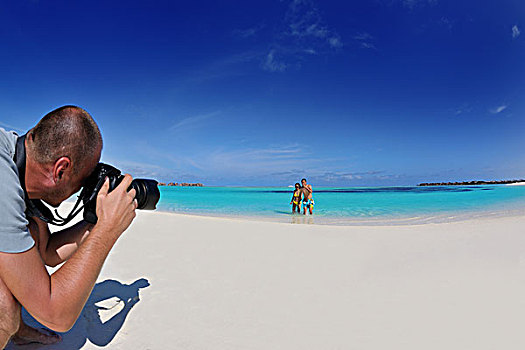 摄影师,照相,模特,情侣,美女,热带沙滩,夏天