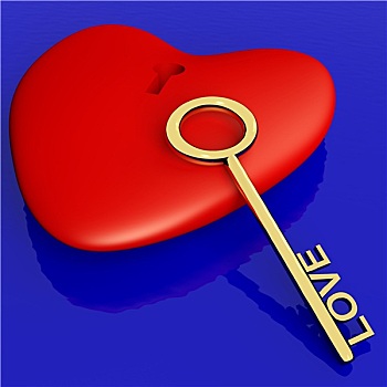 心形,钥匙,展示,爱情,浪漫,情人节