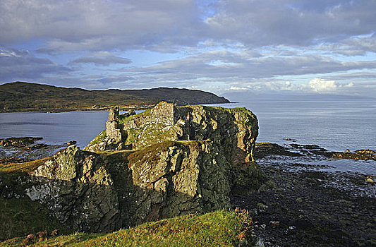 苏格兰,高地,风景,城堡,遗址,海岸,斯凯岛
