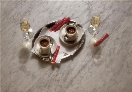 咖啡杯,浓咖啡,大理石,桌子,托盘