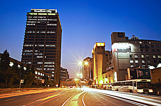光影,交通,通过,市区,约翰内斯堡,南非