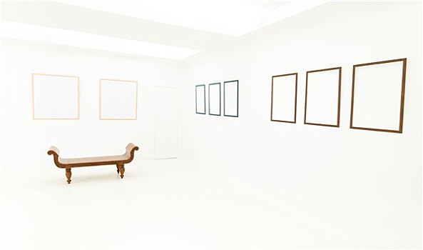 空,框,木制长椅,白色,房间