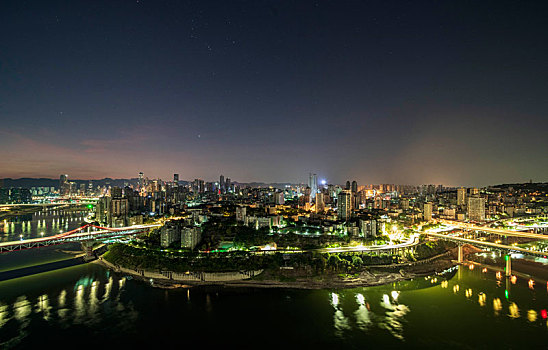 重庆城市日出日落夜景摄影图