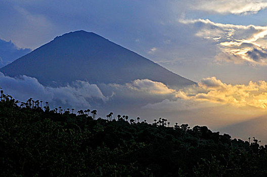 日落,火山,巴厘岛,印度尼西亚,东南亚
