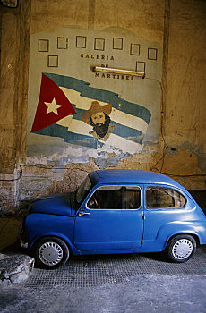 古巴,哈瓦那,餐馆,建筑,汽车,标识