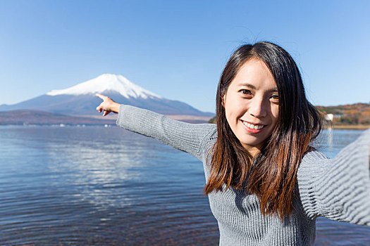 女人,山,富士山