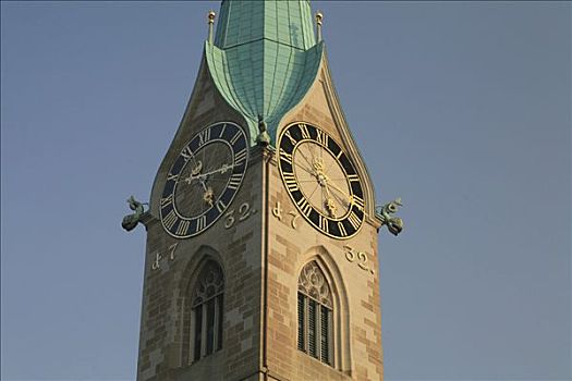 塔,钟表,大教堂,苏黎世,瑞士