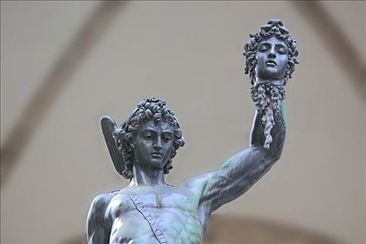 雕塑,头部,美杜沙,凉廊,佛罗伦萨,托斯卡纳,意大利,欧洲