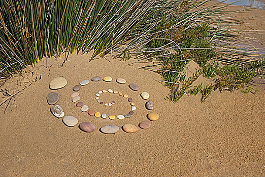 螺旋,鹅卵石,石头,沙子