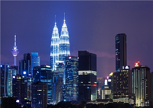 首都,马来西亚,吉隆坡,夜晚