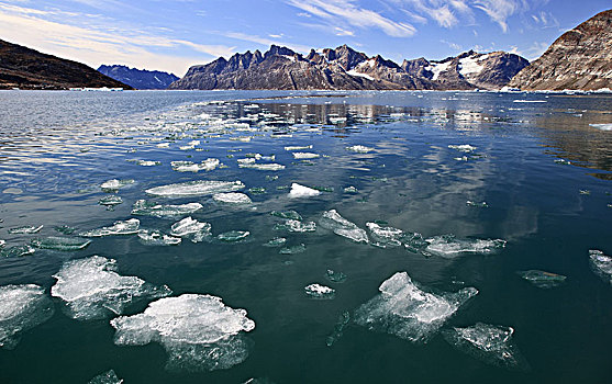 格陵兰,东方,沿岸,风景,海洋,浮冰
