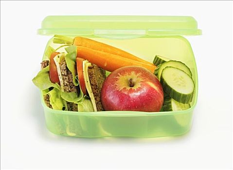 健康,饭盒,三明治,苹果,蔬菜