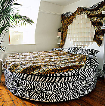 圆形,床,斑马纹,豹,设计